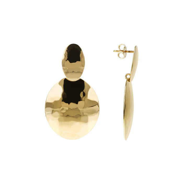 Orecchini Etrusca pendenti con cerchio piatto martellato WSET00323.YG