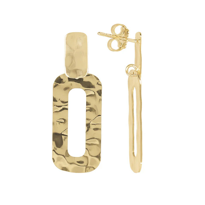 Orecchini Etrusca pendenti con maglia rettangolare martellata WSET00594.YG