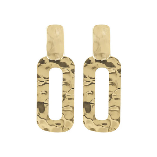 Orecchini Etrusca pendenti con maglia rettangolare martellata WSET00594.YG